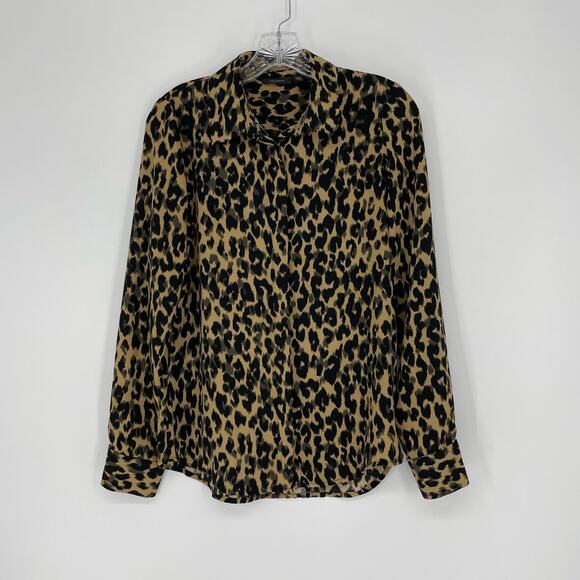 Halogen Leopard Print Button Down Shirt Size XS - Picture 5 of 7